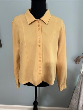 Christopher & Banks Yellow/Gold Button-Front Long Sleeve Shirt